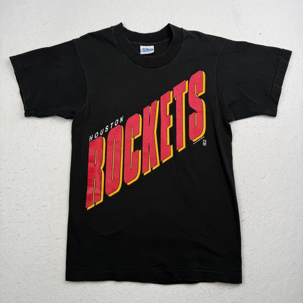 Vintage Houston Rockets Graphic Shirt Mens Medium Black NBA Basketball Salem 90s